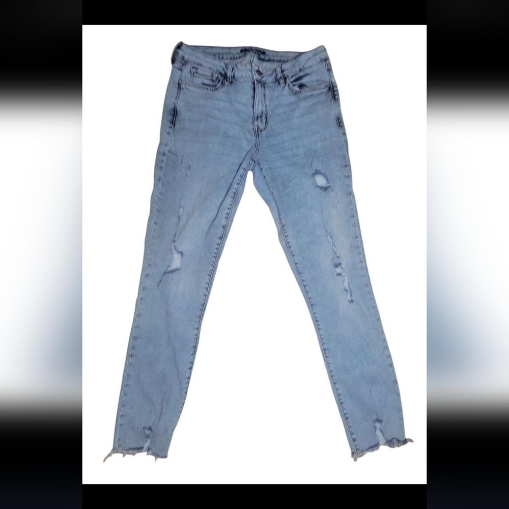 Arizona Jean Co. Junior's Distressed High Waisted Relaxed Denim Jean Pants, 11